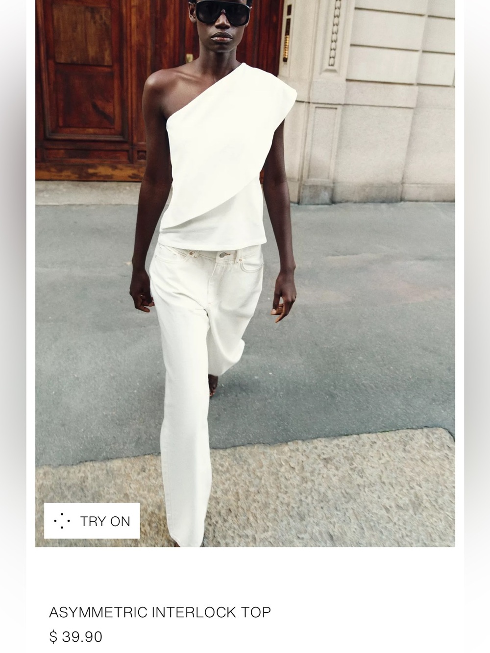 Zara White One-Shoulder Asymmetric Top